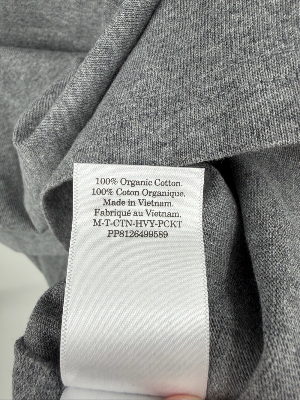 Everlane 100% Organic Cotton Pocket Tee in heather gray Size L NWOT - Picture 3 of 5